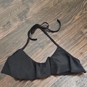VICTORIAS SECRET Black Ruffled Bikini Top